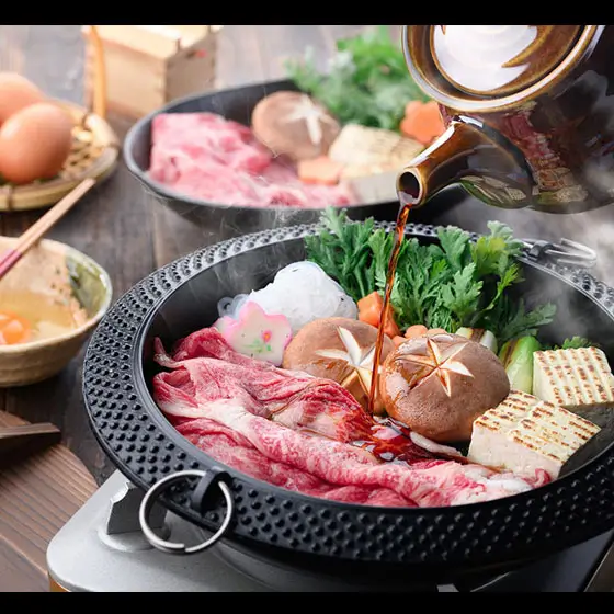 宮古島ふぁいみーるの最高峰A5ランク宮古牛伝統のすき焼き完全コースおすすめプラン画像